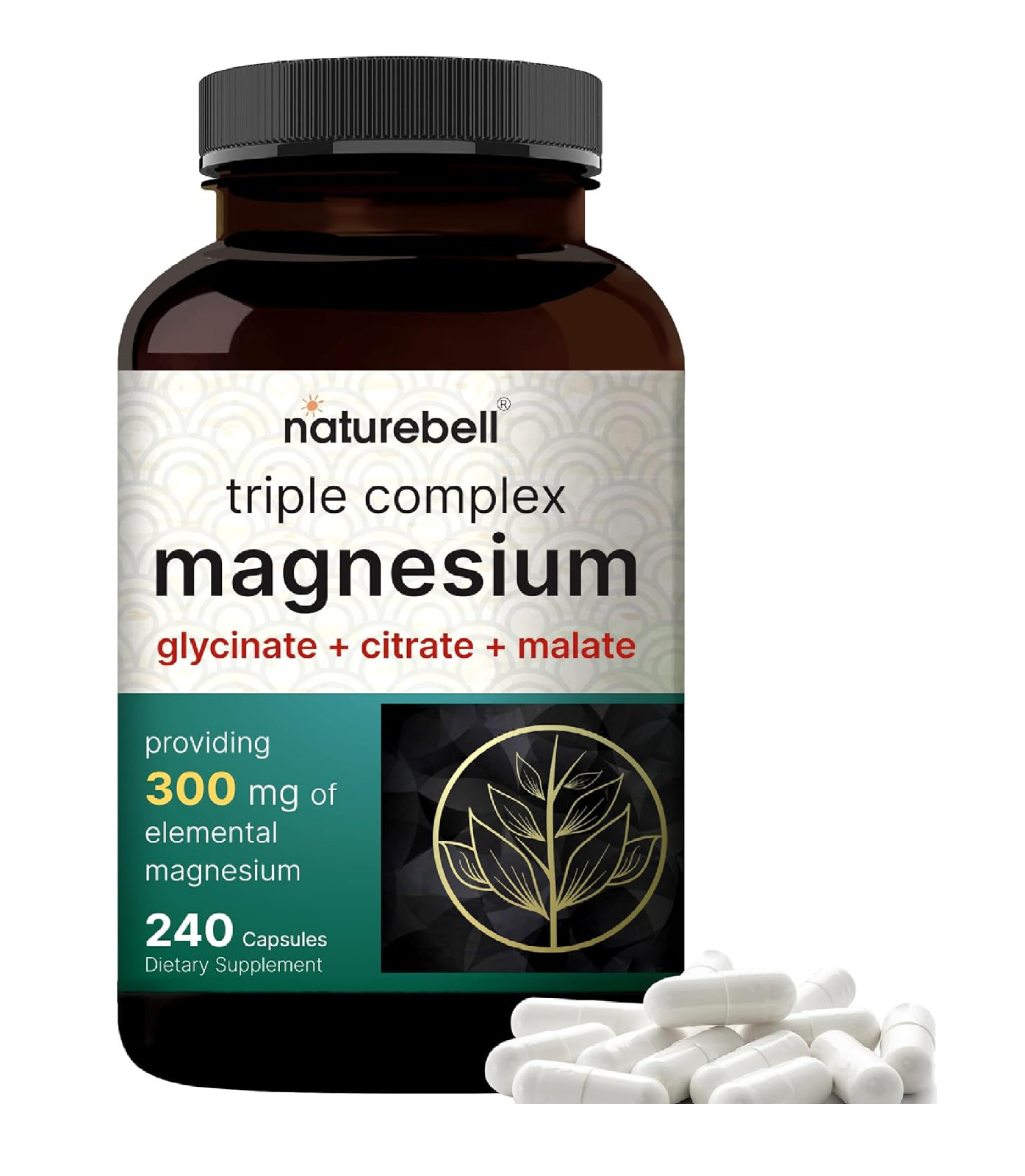 Triple Complex Magnesium Supplement, 240 Capsules | Magnesium Glycinate 500Mg wi