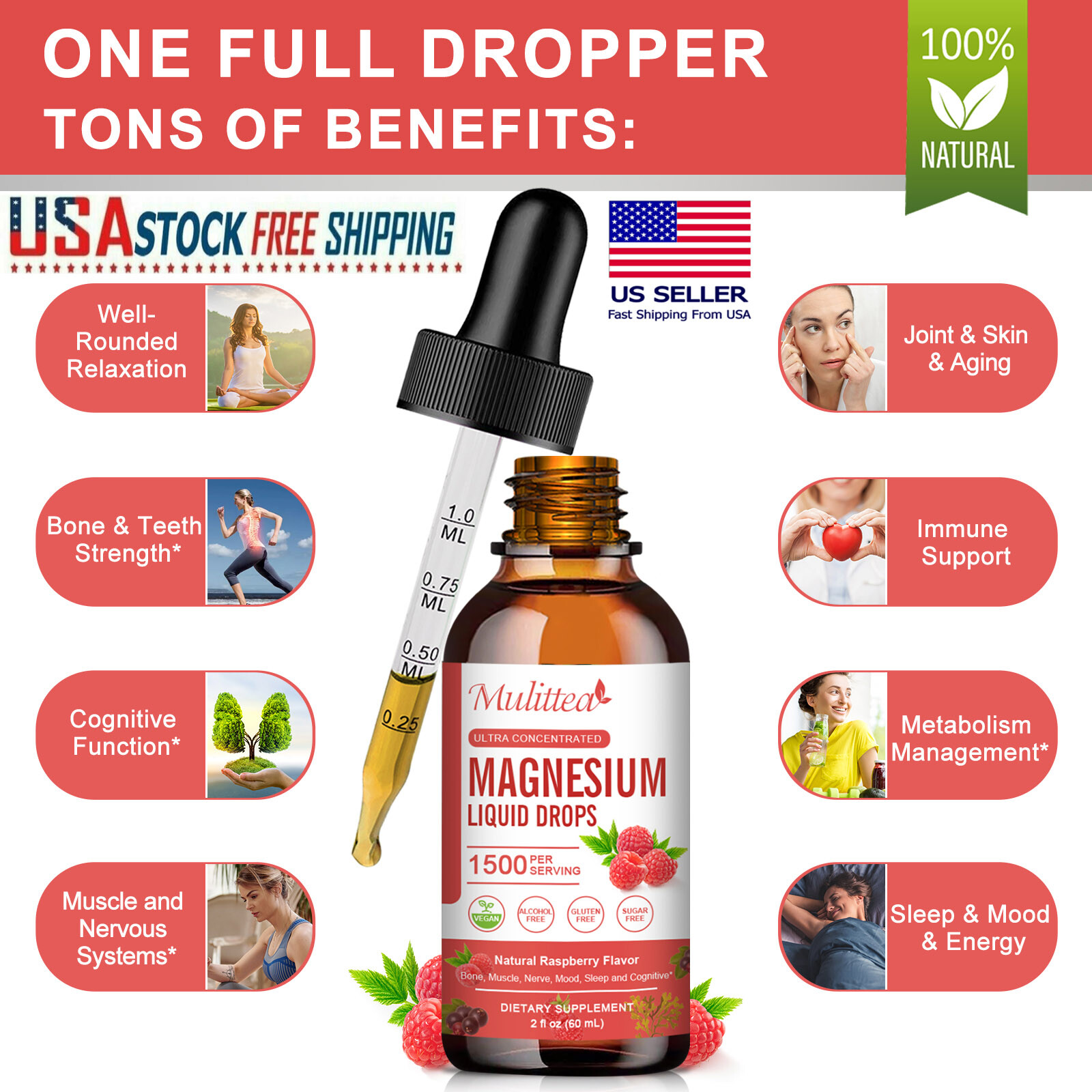 Magnesium Liquid Drops,Forms of Magnesium Glycinate, Citrate, Malate, Taurate