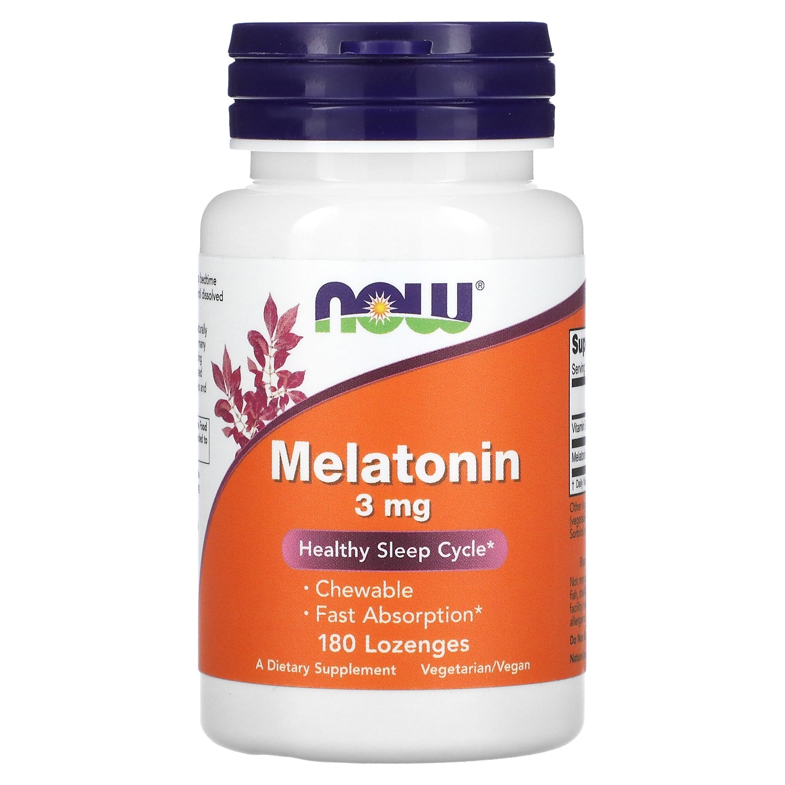 Now Foods Melatonin 3 mg 180 Lozenges GMP Quality Assured, Vegan, Vegetarian