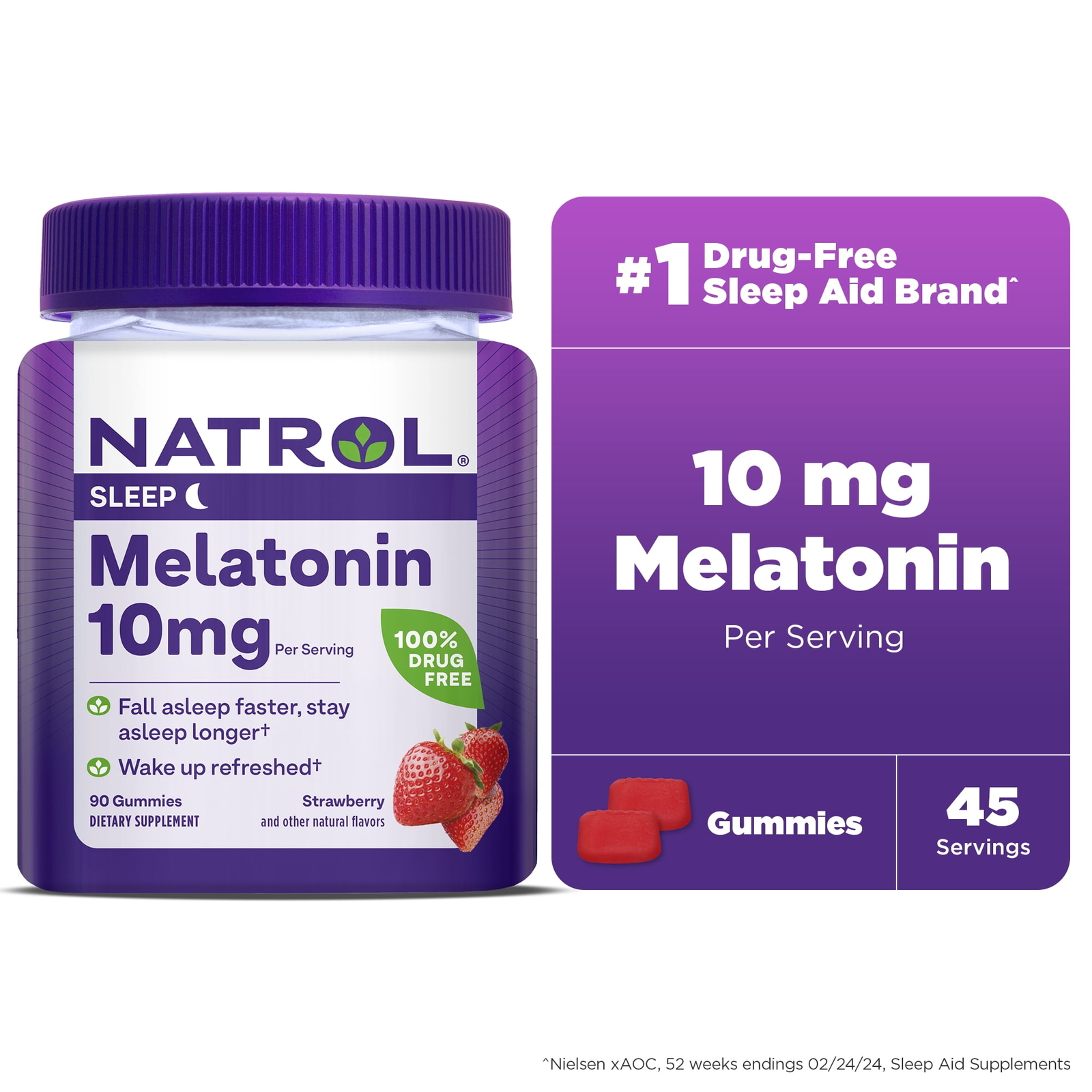 Natrol® Melatonin Gummies, Sleep Support for Adults, Strawberry Flavor, 10mg