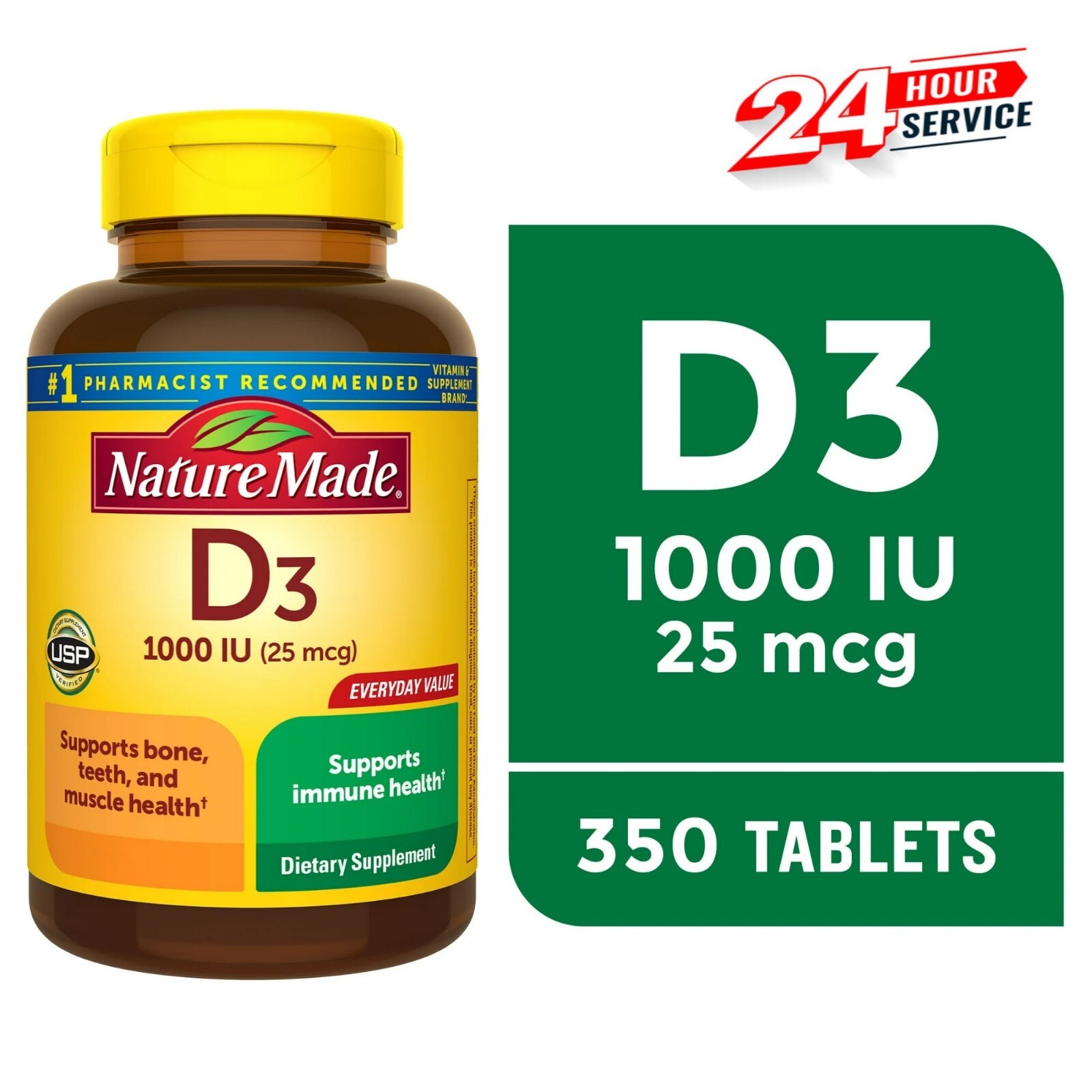 Nature Made Vitamin D3 1000 IU Tablets, 350 Count, Vitamin D, Dietary Supplement