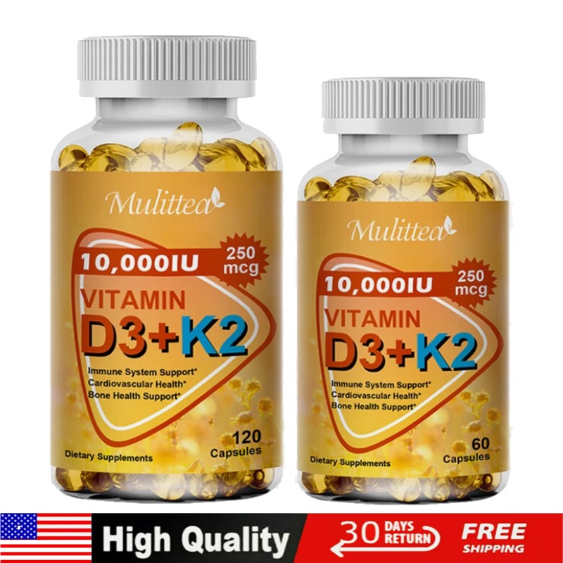 Vitamin D3 10000 IU with K2 (MK7) Supplement,High Potency, Bone,Immune Support