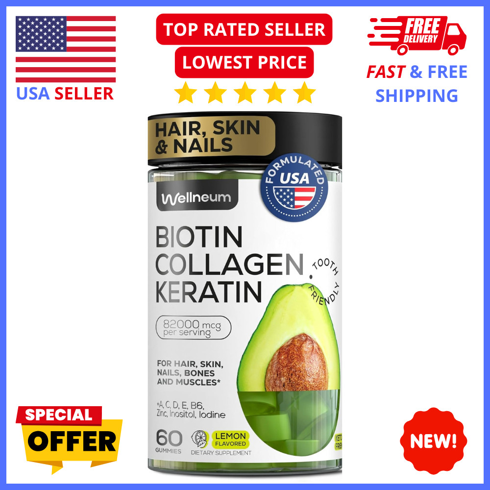 Biotin + Collagen Gummies 82000mcg – Hair Growth, Skin & Nail Supplement