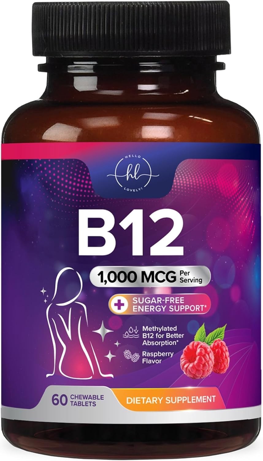 B 12 Vitamin Chewables 1000 mcg – B12 Complex with Heart & Nerve Energy Health