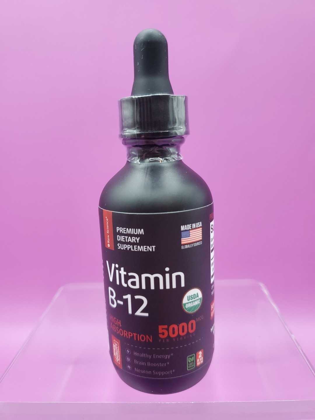 Raw Science Vitamin B-12 5000mcg Energy & Recovery Liquid Dropper Exp 12/26