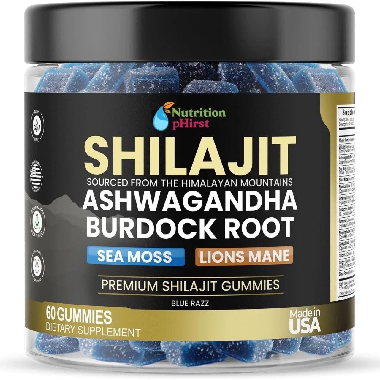 Organic Shilajit Gummies 1000Mg, Sea Moss 400Mg, Ashwagandha 1000Mg 105+ Trace M