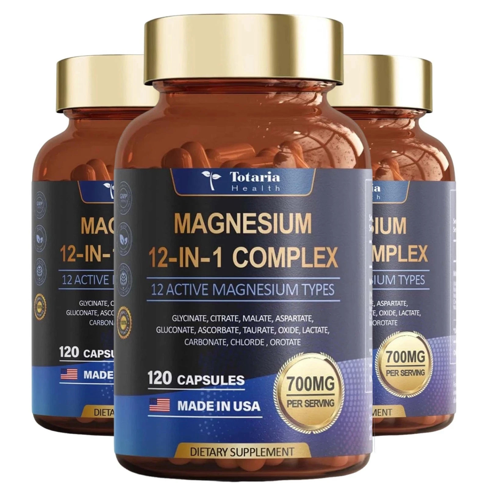 Magnesium 12 in 1 Complex 700mg – Glycinate Citrate Malate Taurate 120capsules