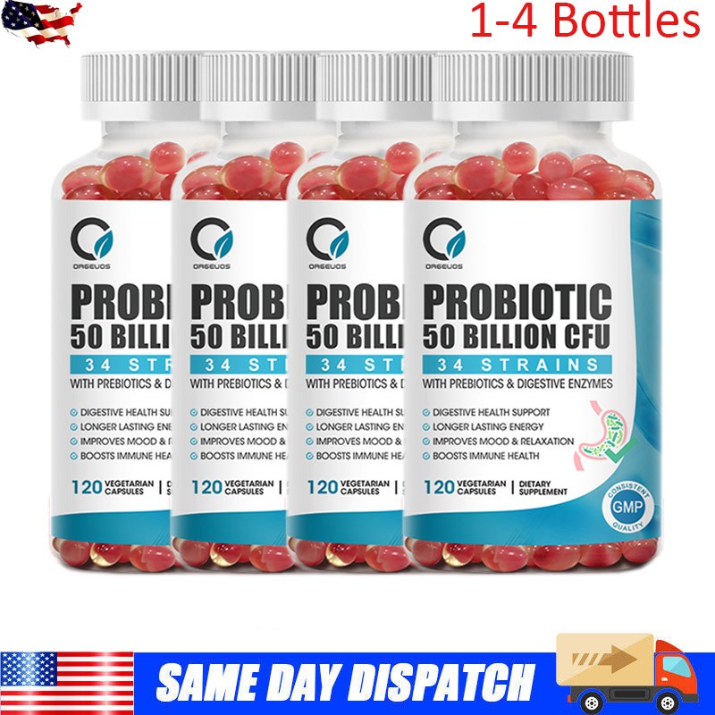 Probiotics 50 Billion CFU Prebiotics Digestive Enzymes Immune & Gut Health