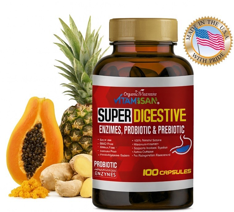 Digestive Enzymes Prebiotic & Probiotics, Gas Constipation Bloating Relief 100