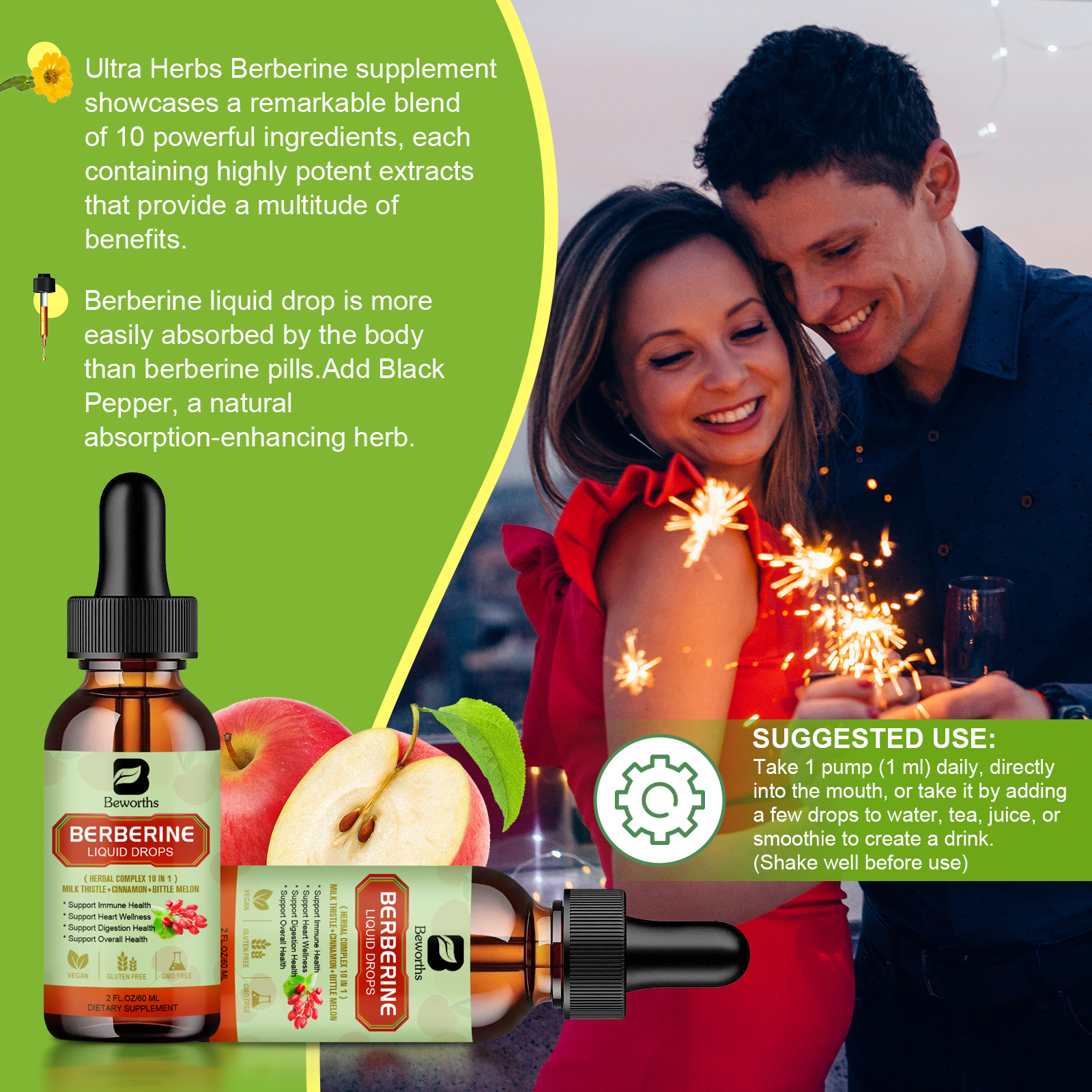 Berberine Liquid Drops 29000mg Ceylon Cinnamon Heart Health & Immune