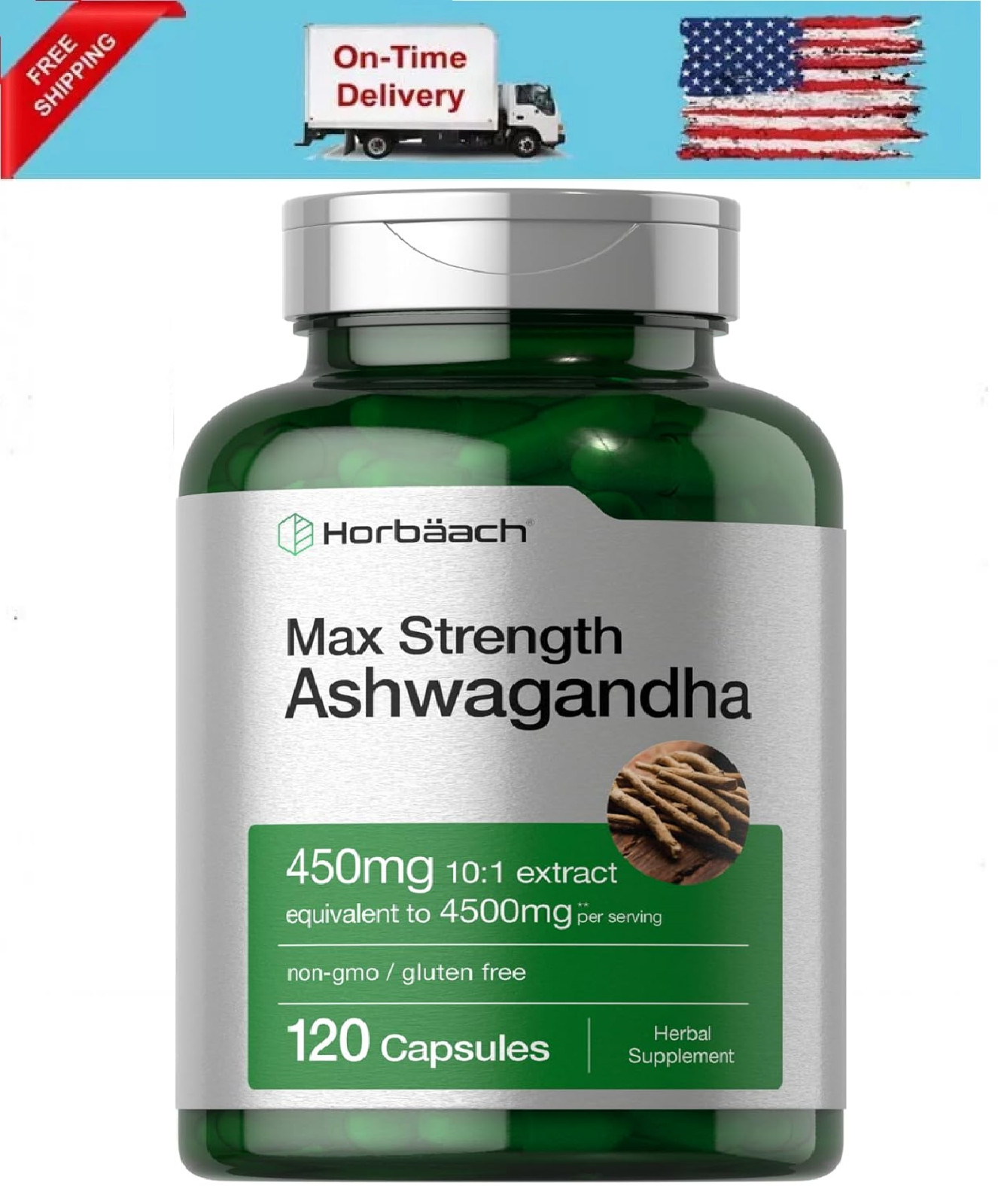 Ashwagandha Capsules | 4500 mg | 120 Count | by Horbaach
