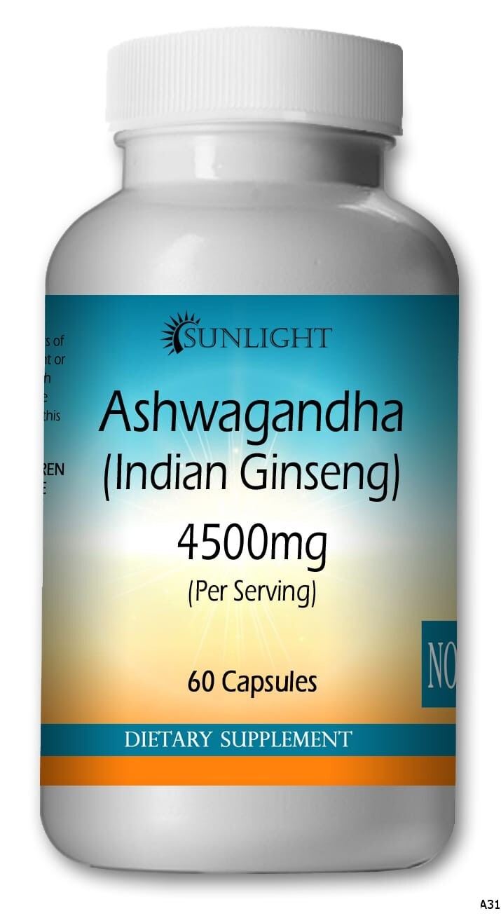 Ashwagandha 4500mg 60 Capsules – High Potency Indian Ginseng for Stress & Energy