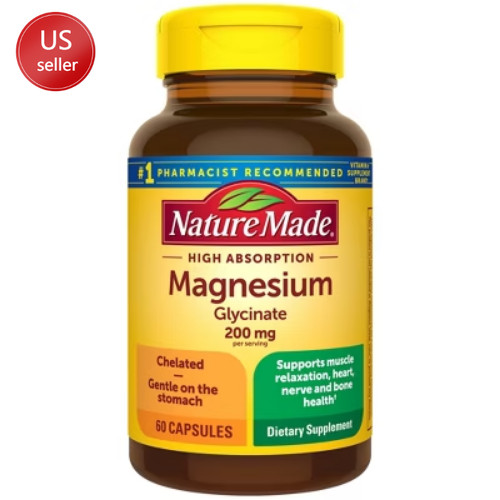 Nature Made High Absorption Magnesium Glycinate 200mg Supplement Capsules – 60ct