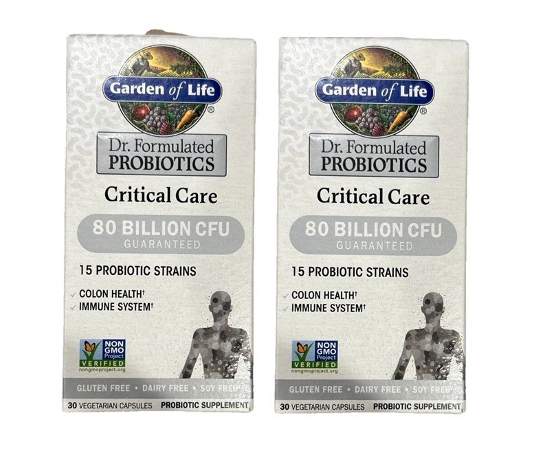 2x Garden Of Life Dr Formulated Probiotic Critical Care 80 Billion 30ct 02/26+