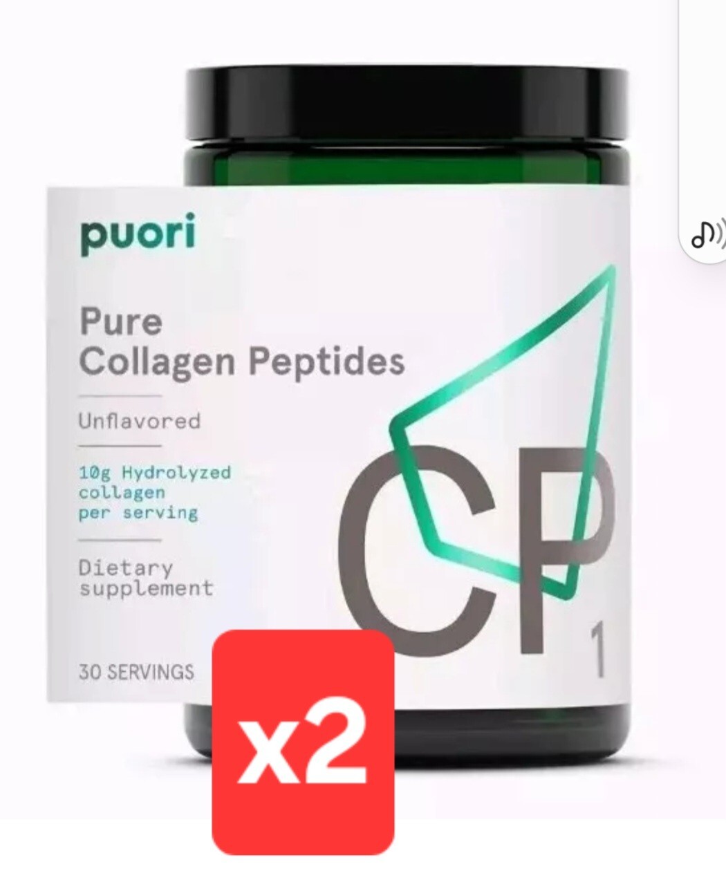 2 PACK Puori CP1 Pure Collagen Peptides Powder Hair Skin Nails Bones 60 Servings