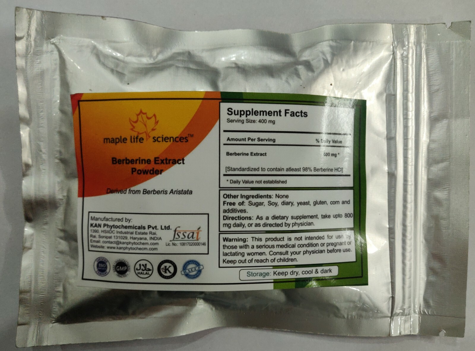 Berberine HCL 98% Extract Powder Pure & High Quality