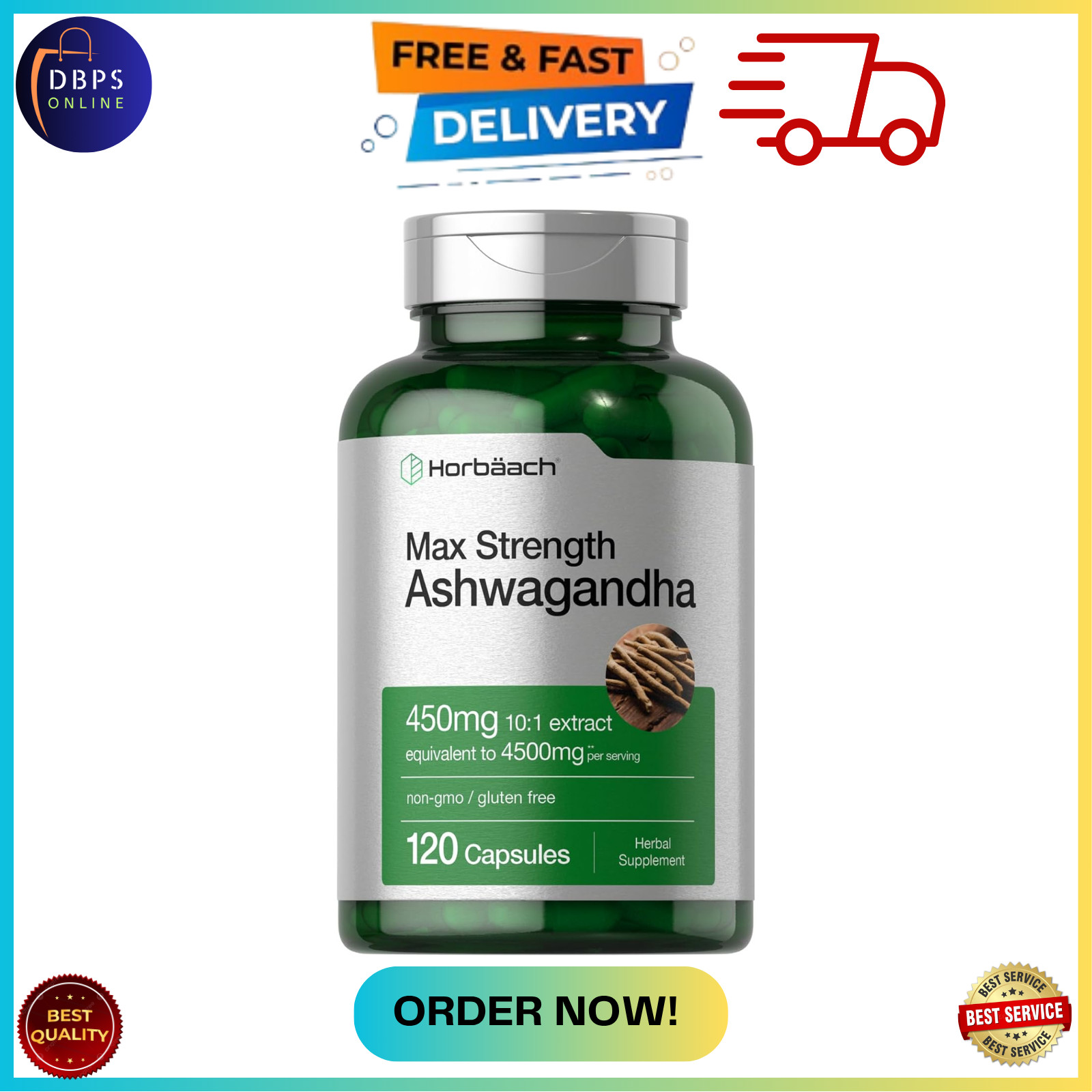 Ashwagandha Capsules | 4500 mg | 120 Count | by Horbaach