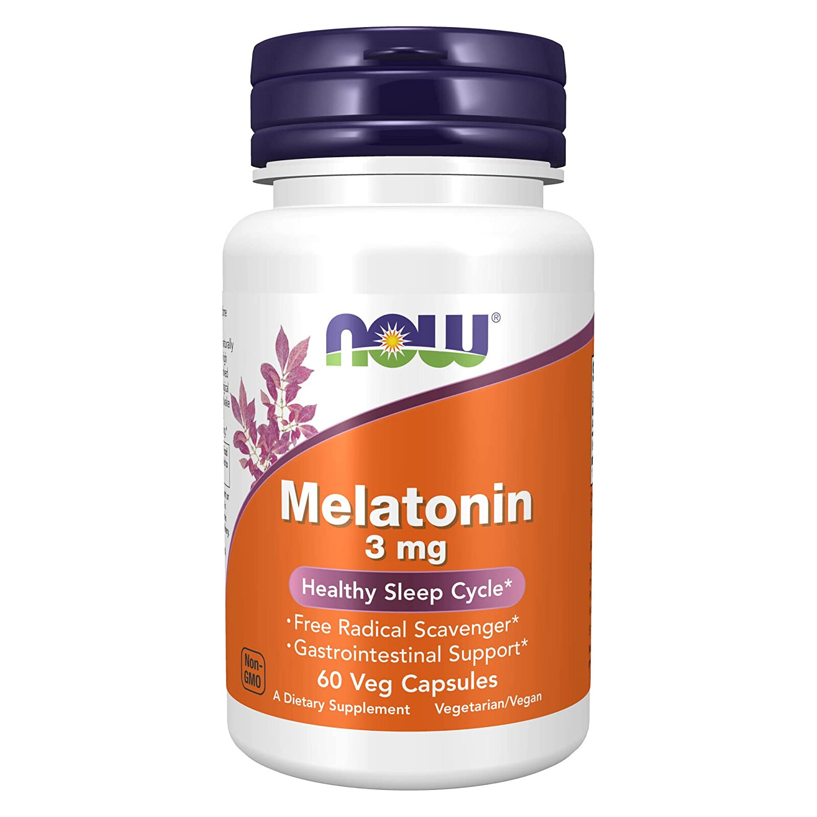 NOW Melatonin 3 mg – 60 Veg Caps, Free Radical Scavenger*, Healthy Sleep Cycle