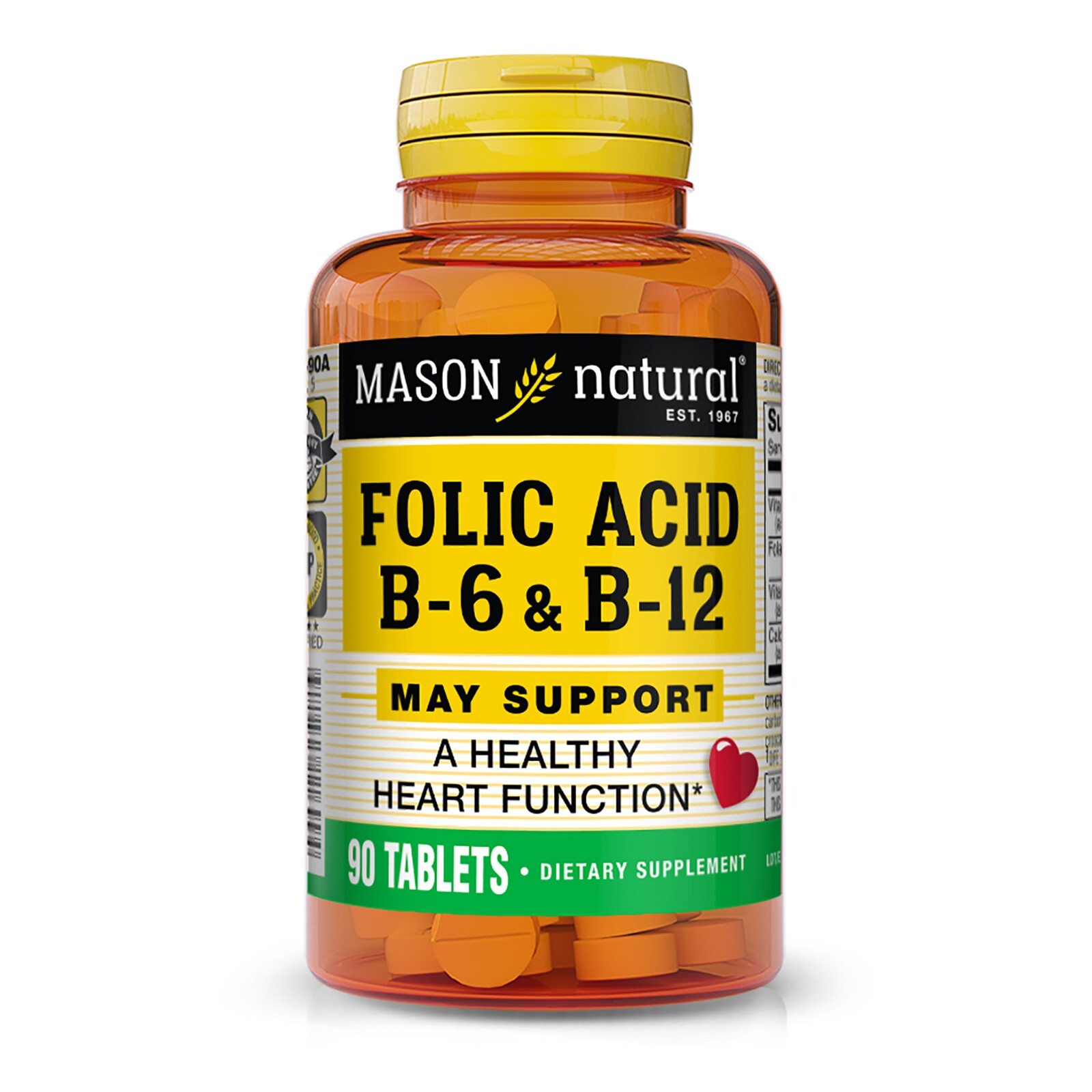 Mason Natural Heart Formula Folic Acid with B6 and B12 – 90 Tablets