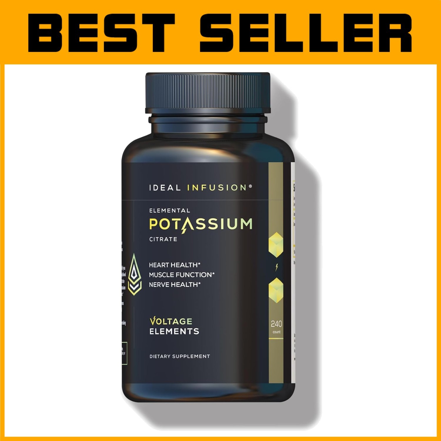 Voltage Elements 1430mg Potassium Citrate – Vegan Electrolyte Capsules for He…