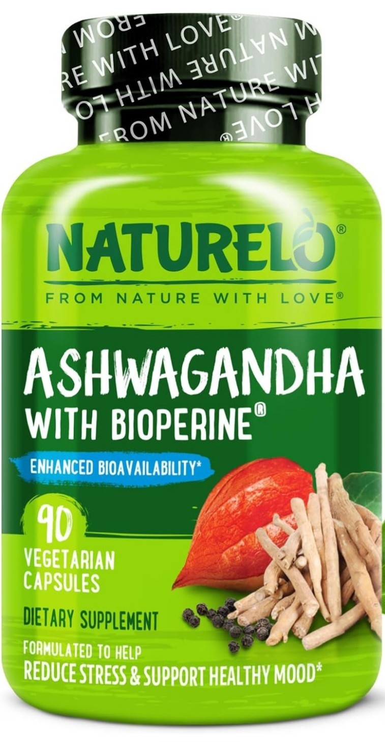 NATURELO Ashwagandha Organic Root Natural Herbs Supplement 90 Vegan Capsules