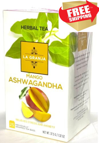 Ashwagandha Root Tea – Herbals Pure Herbal Tea (25 Count) Mango Flavor -exp 2026