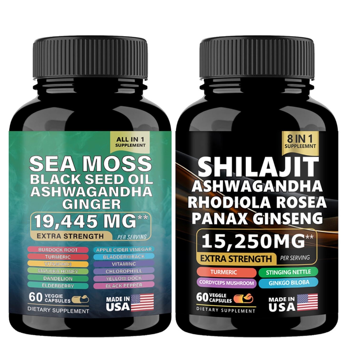 Sea Moss & Shilajit (Black Seed Oil, Turmeric, Ashwagandha, Ginger, Vitamin D