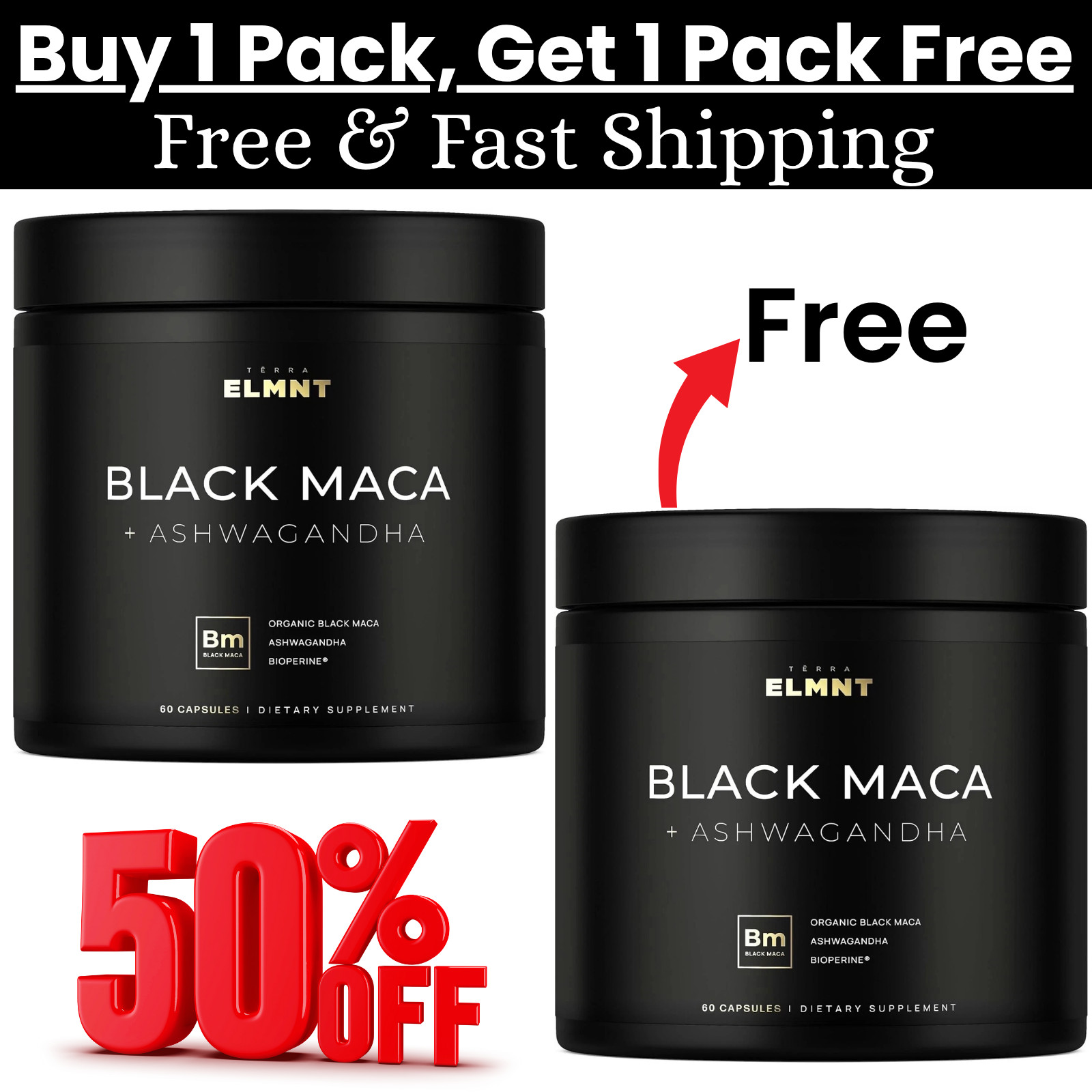 Organic Black Maca Root with Ashwagandha -Highest Potency 40,000mg 40x Strength-