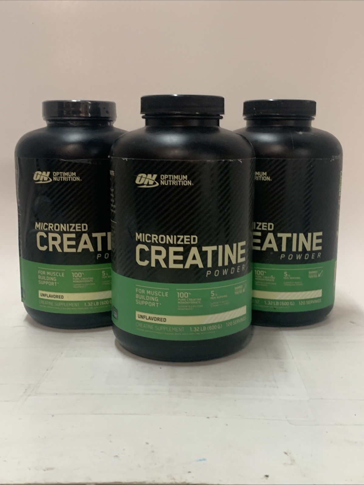 3x Optimum Nutrition Micronized Creatine Powder Unflavored 1.3 lb Exp 05/2026