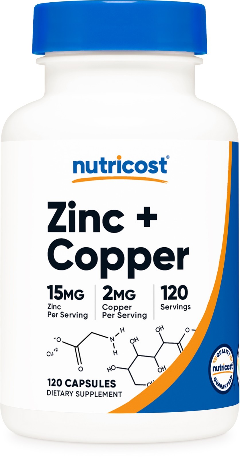 Nutricost Zinc + Copper Capsules (120 Count) – 15mg Zinc + 2mg Copper Per Servin