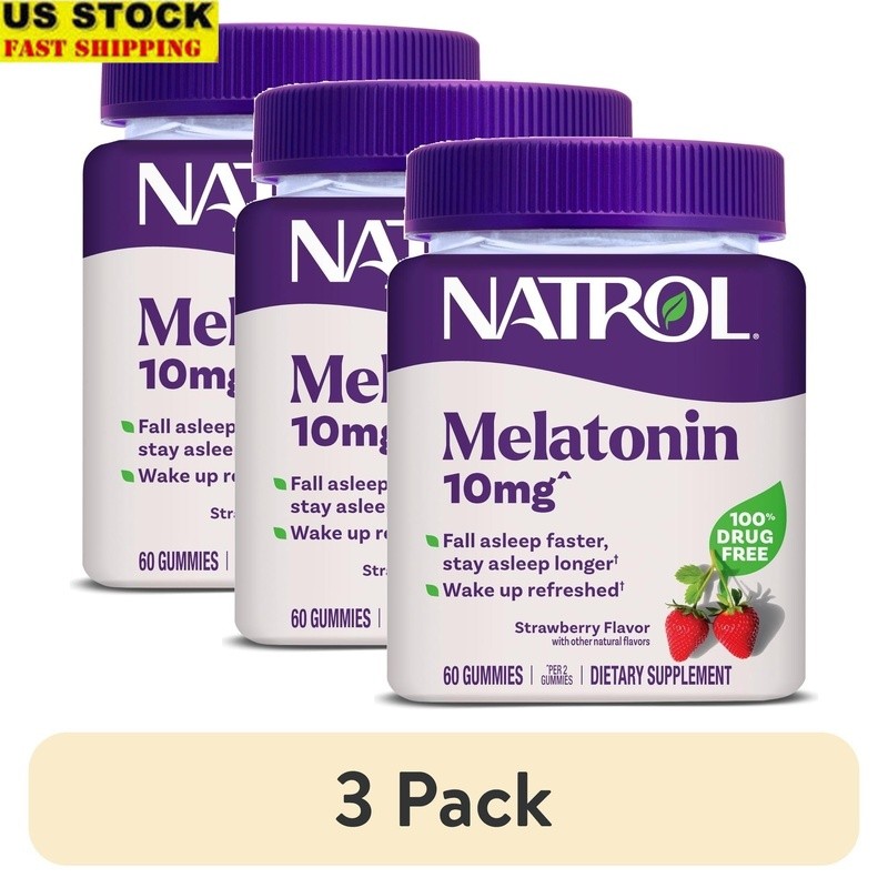 Melatonin Gummies 10mg Drug-Free Sleep Aid 180 Count Vegetarian Strawberry New