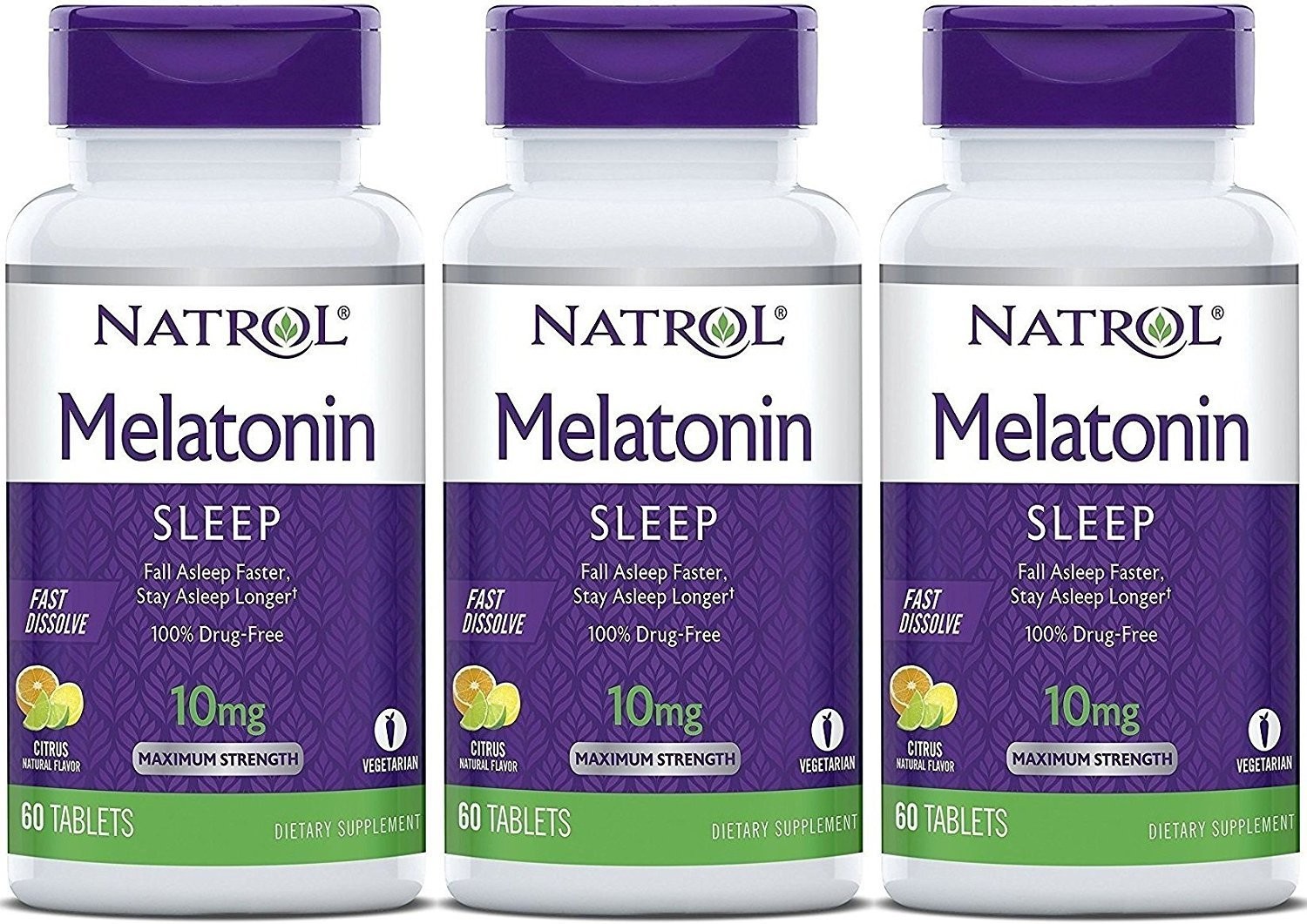 Natrol Melatonin 10mg Fast Dissolve Citrus Punch 60ct 3-Pack