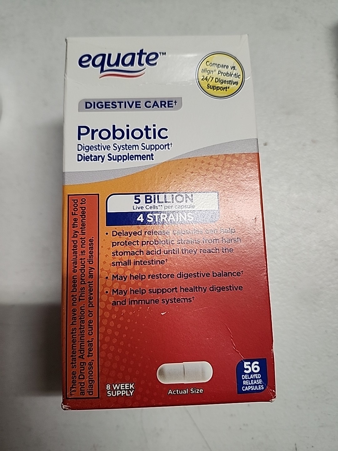 Equate Digestive Care Probiotic Dietary Supplement (8 Week Supply) – 56 Count