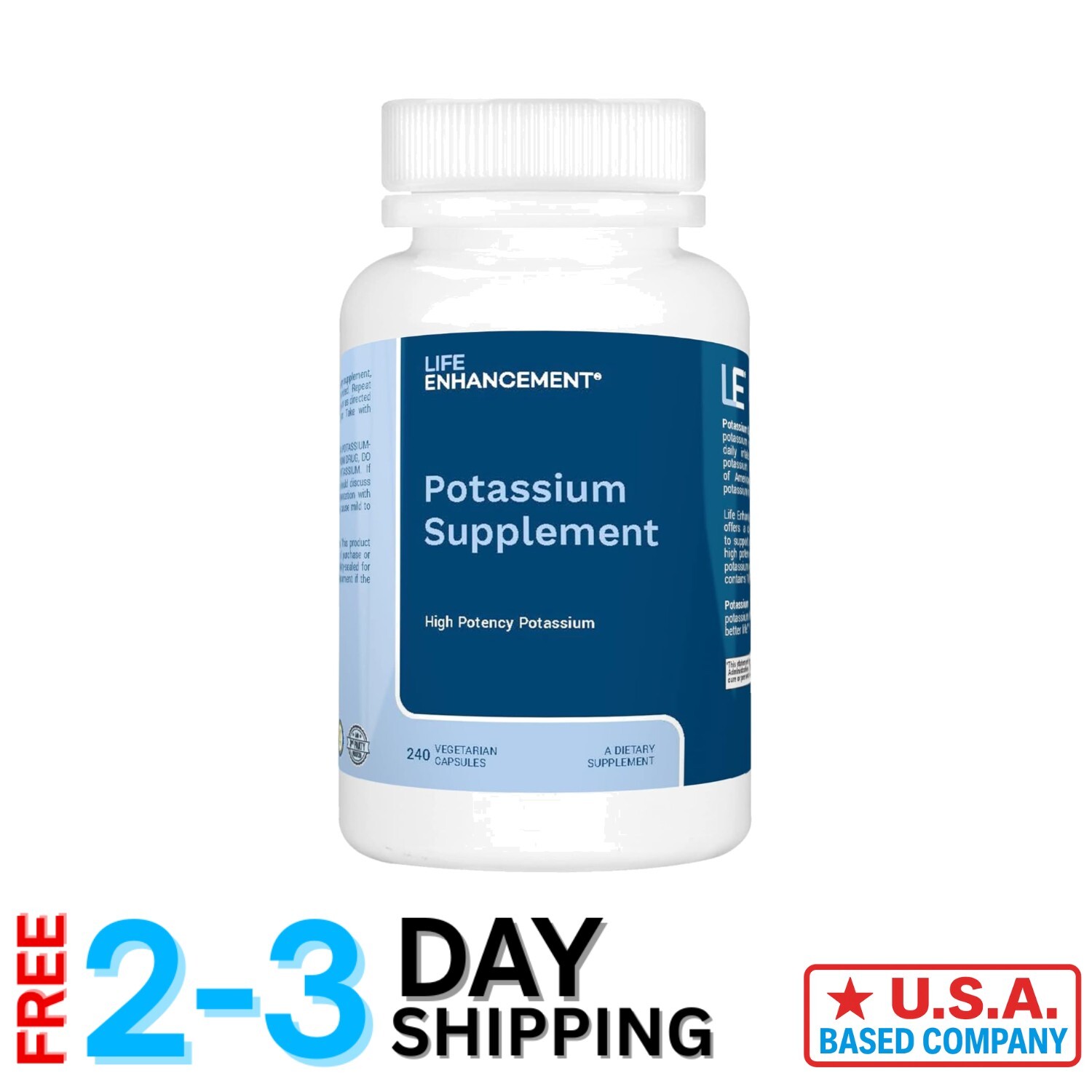 Daily Potassium Supplement – 240 Veggie Capsules to Promote Cognitive Function