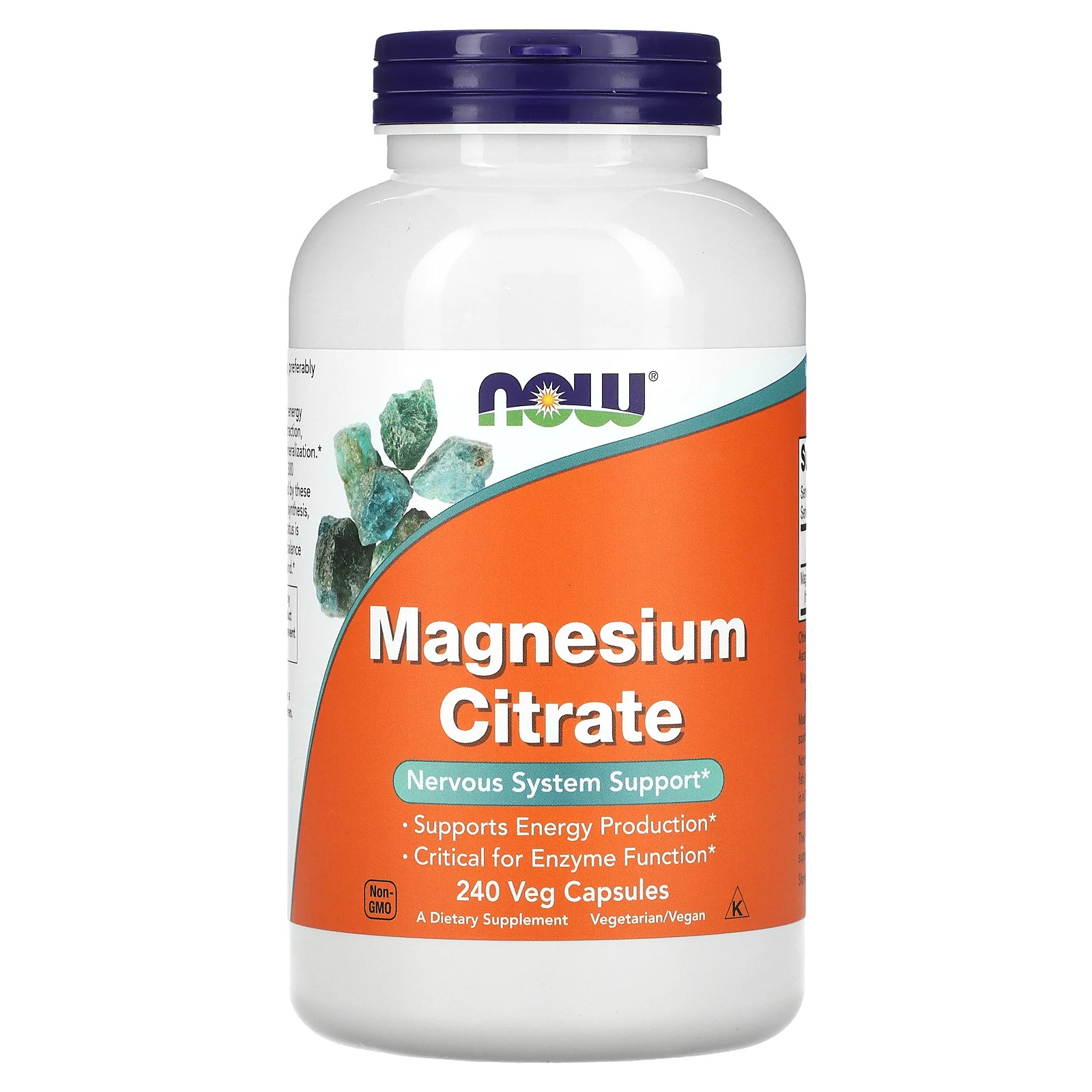 Now Foods Magnesium Citrate 240 Veg Capsules , Kosher, Vegan,