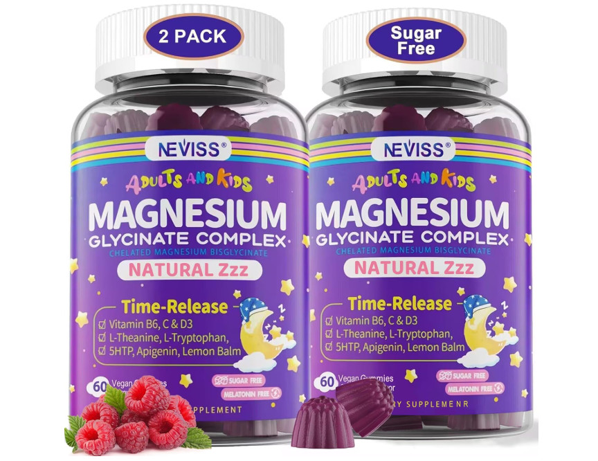 MAGNESIUM GLYCINATE COMPLEX Gummies for Adults Kids Sleep 60ct 2 Pack NEVISS