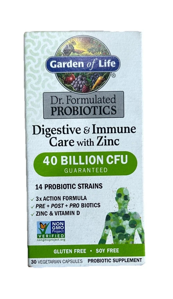 Garden of Life Digestive & Immune Care with Zinc 40Billion CFU 30CT EXP 05/2026