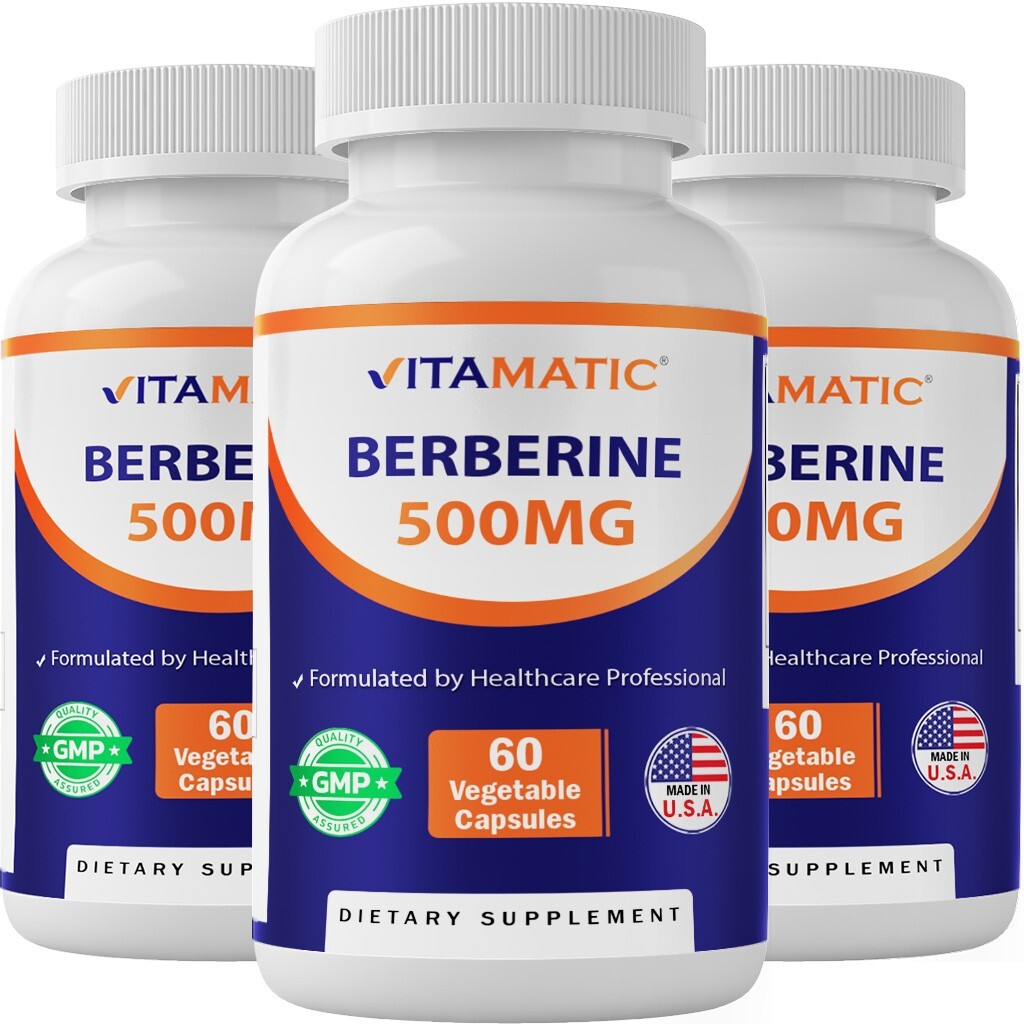 3 Pack- Vitamatic Berberine Supplement 500mg – 60 Vegetable Capsules