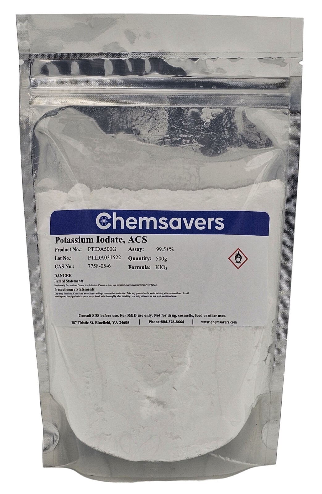 Potassium Iodate, ACS, 99.4+%, 500g