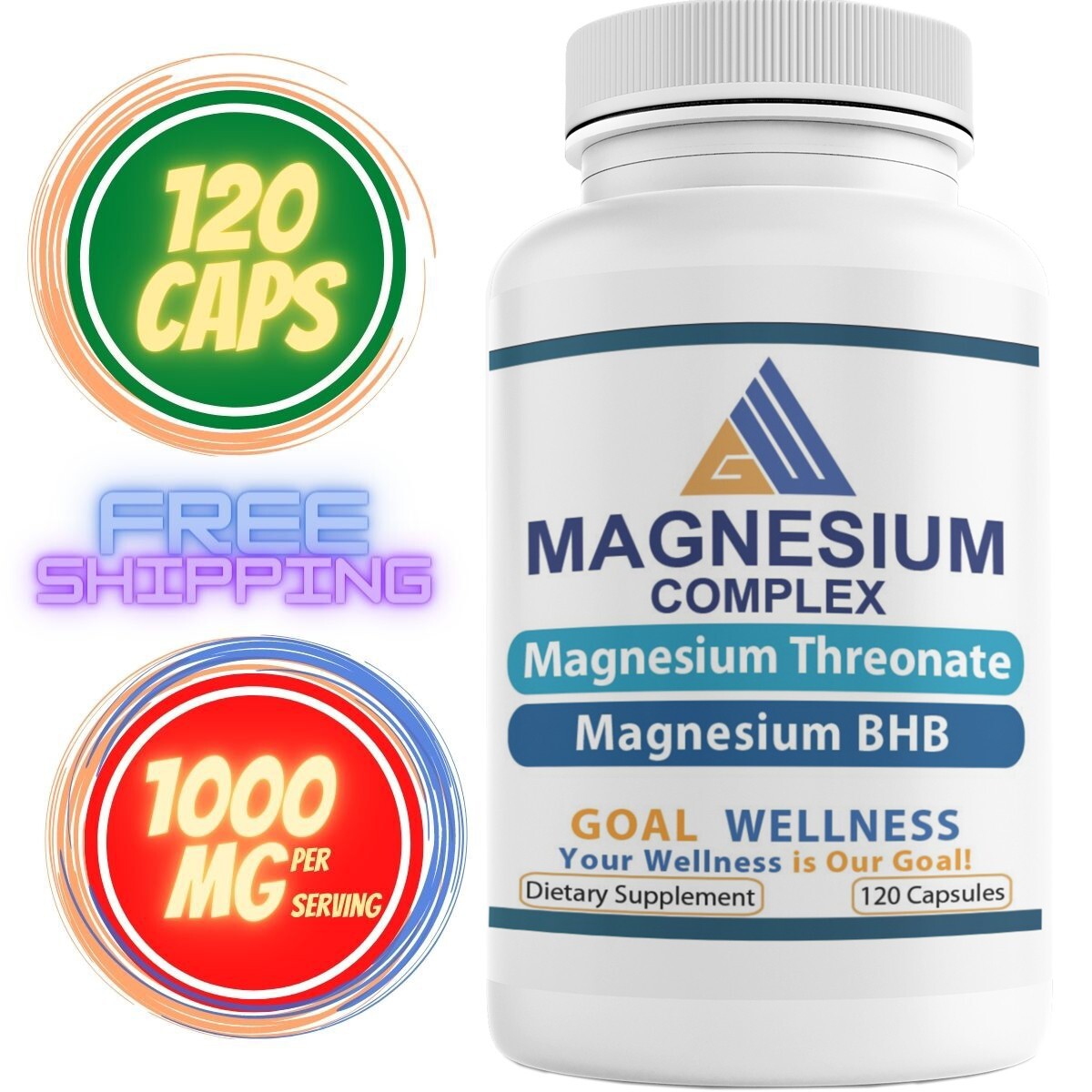 Magnesium Threonate 1000Mg & Magnesium BHB 2000Mg Per Serving! – 120 Capsules