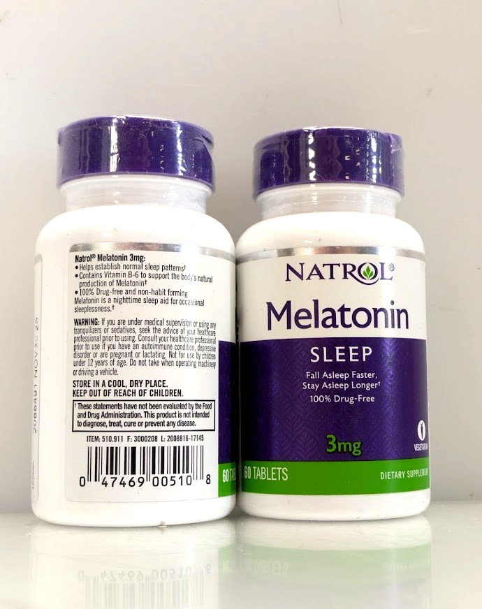 Pack of 2 Natrol Melatonin 3mg Sleep Aid Dietary Supplement 60 Tablets/Pack