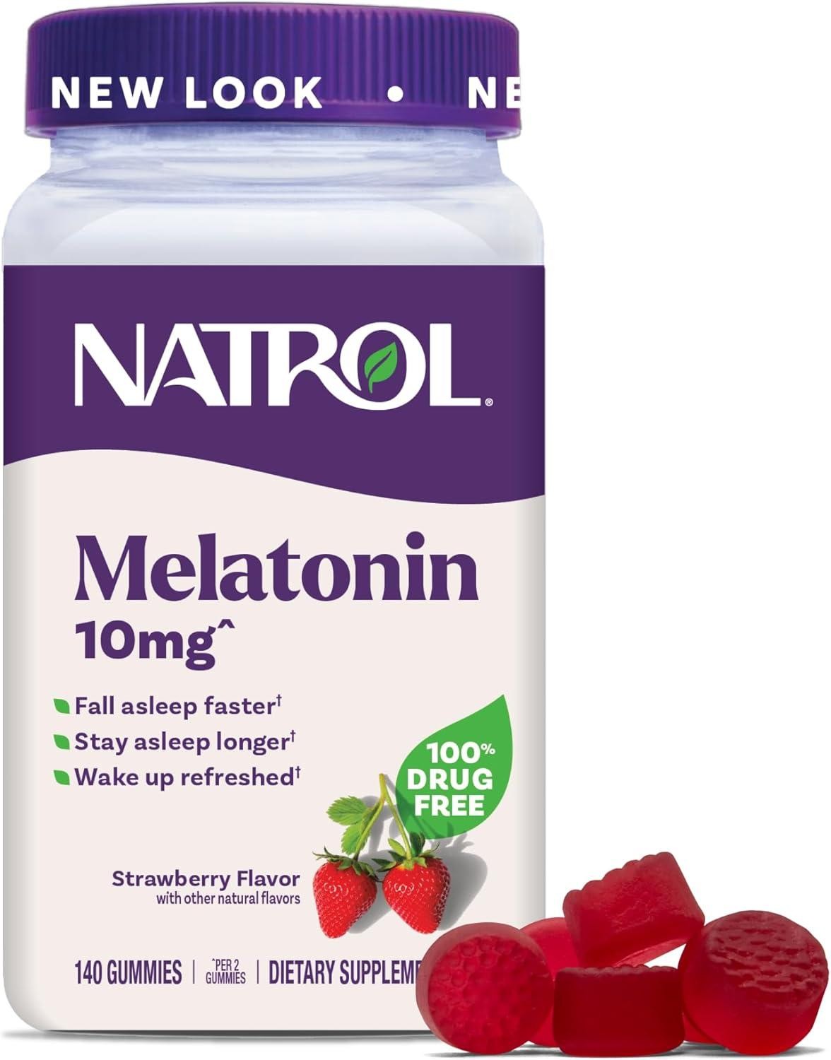Melatonin 10 Mg Sleep Support Stay Asleep Longer 140 Strawberry Flavored Gummies