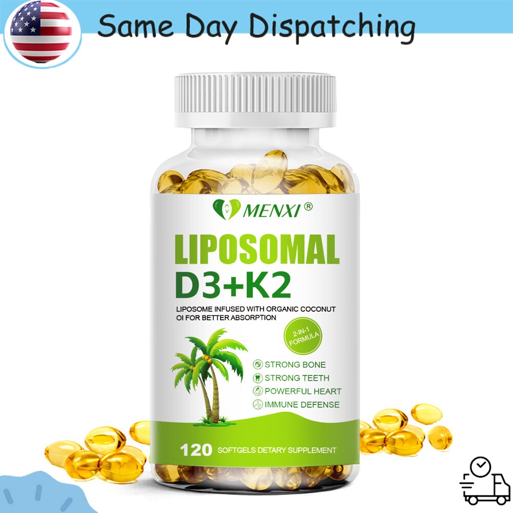 Liposomal Vitamin D3 K2, 120 Capsules Bone Health Vit Supplements High Absorp