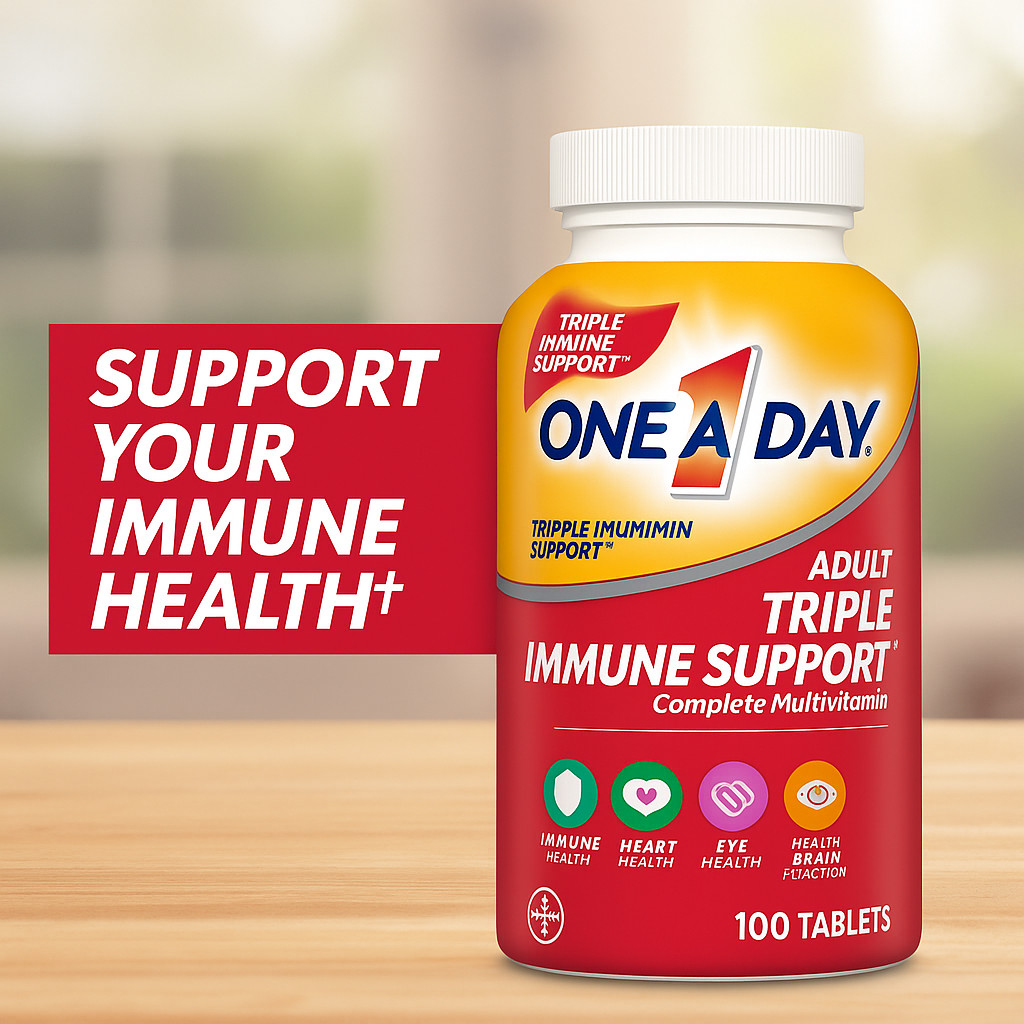One-A-Day Adult Triple Immune Support Multivitamin 100 Tablets EXP 08/2026