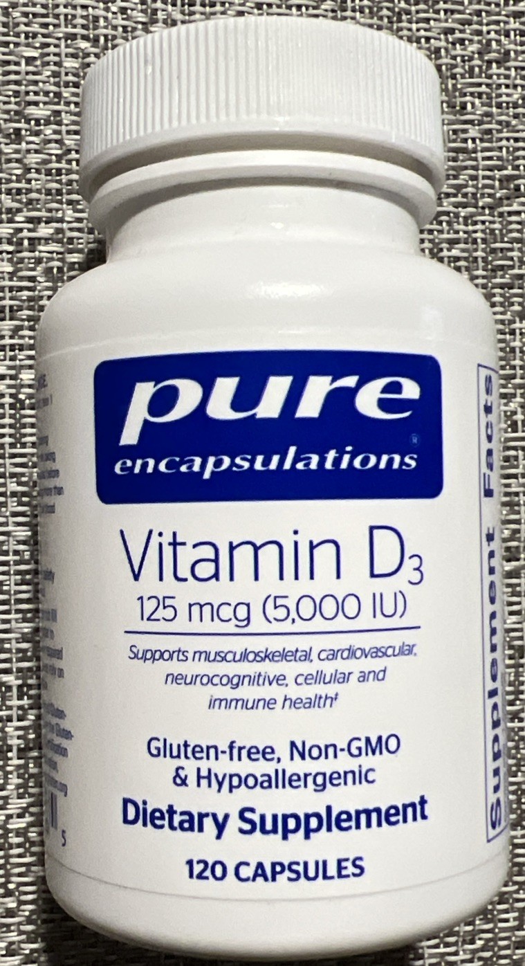(New) Pure Encapsulations Vitamin D3 125 mcg (5,000 IU)  120 capsules Exp 12/25