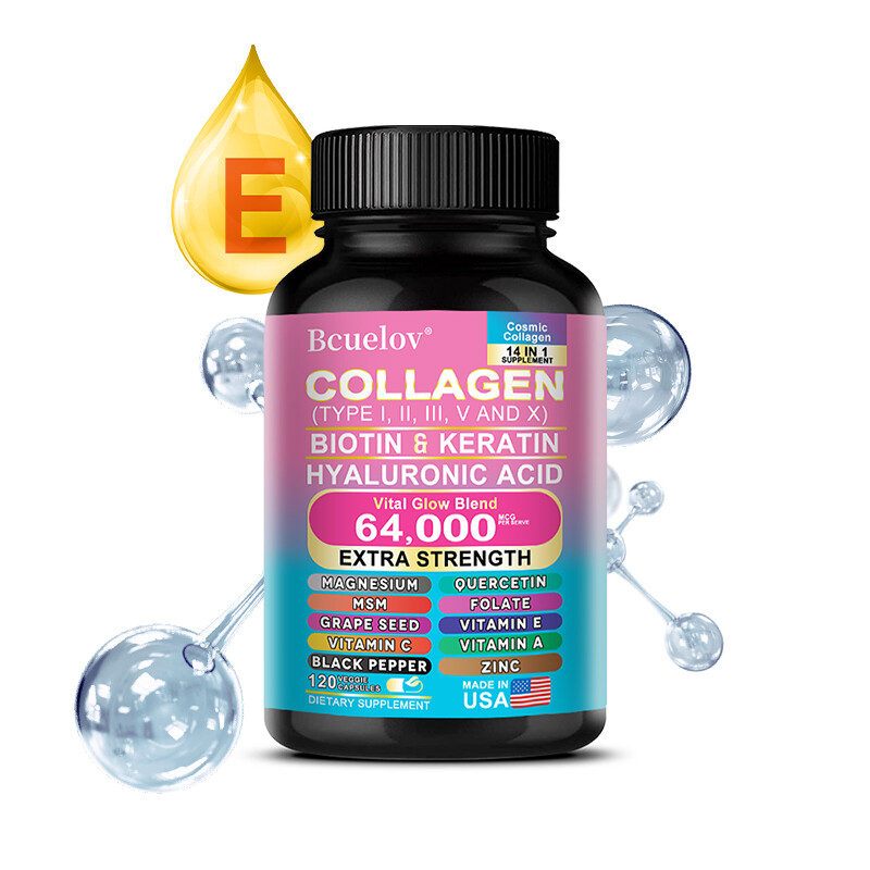 Collagen Peptides Types  I, II, III, V, X 1000mg Pills Anti-Aging Skin Capsules