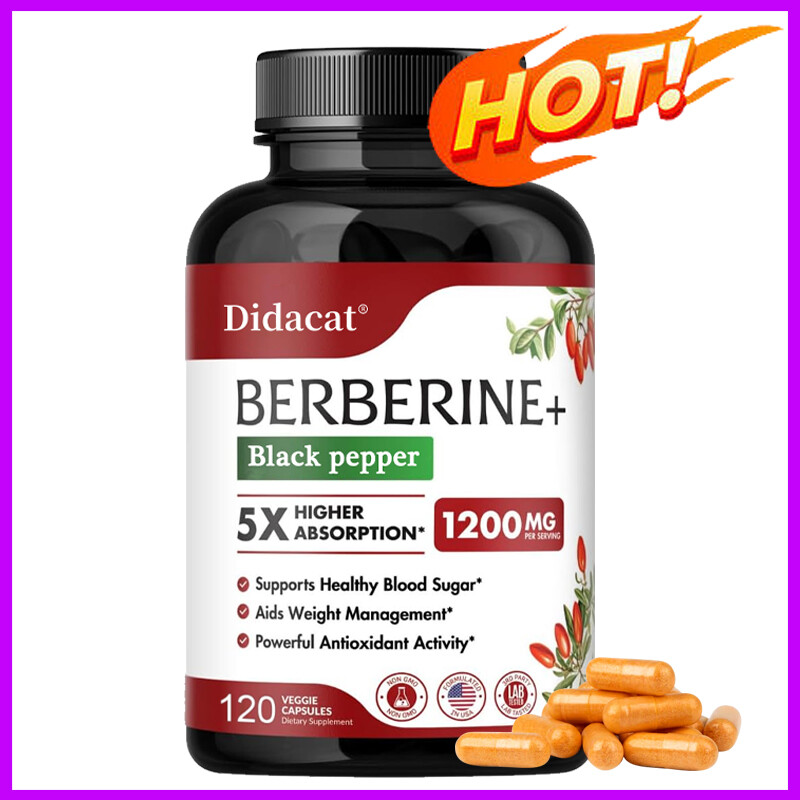 BERBERINE+Black pepper 1200MG extract capsules PER SERVINE Healthy Blood Sugar