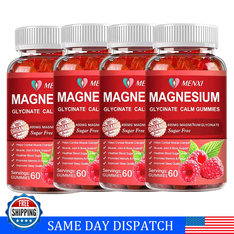 Magnesium Glycinate Gummies 400mg Improve Sleep Promotes Cognition & Focus 60pcs