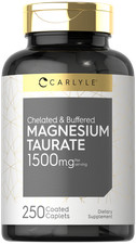 Magnesium Taurate | 1500mg | 250 Caplets | Vegetarian, Non-GMO | by Carlyle
