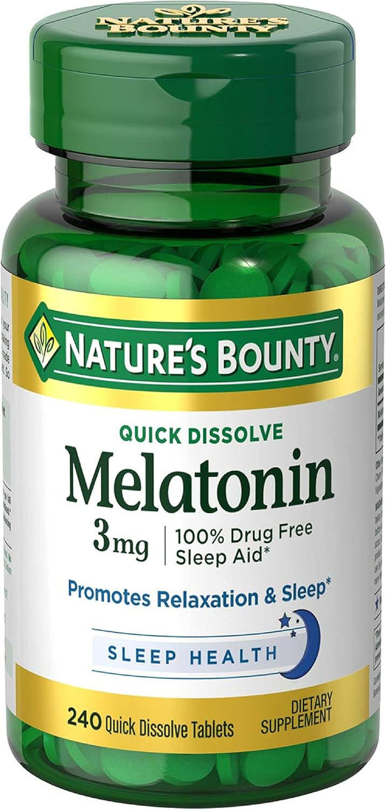 Nature’S Bounty Melatonin 3Mg 100% Drug Free Sleep Cherry Flavor 240 QD Tablets